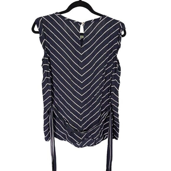 Ann Taylor LOFT Chevron Wrap Waist Top Size Small Petite, Large NWT Forever Navy - Picture 2 of 6